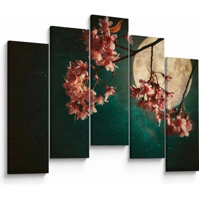 Obraz - Sakura v splne, päťdielne 125x90 cm