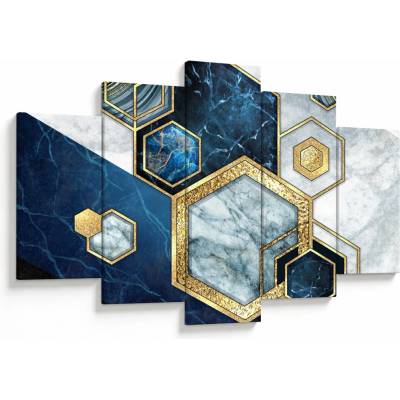 Obraz - Mramorové hexagony, pětidílný 150x105 cm