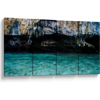 Obraz vody a skal, Čtyřdílný 160x80 cm