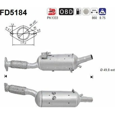 Filter sadzí pevných častíc výfukového systému AS FD5184