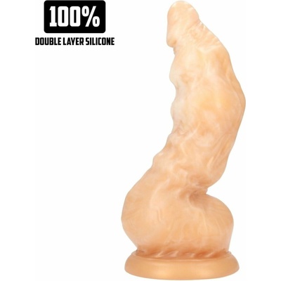 Ouch! Fiction Cocks Golden Alien Invader, silikónové dildo s prísavkou 22,6 x 3–9,2 cm