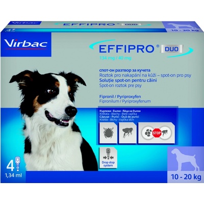Virbac Effipro DUO Dog M 10-20kg 134/40 mg 4x1,34ml