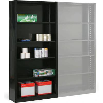 B2B Partner Plechový regál se zadní stěnou, 2100 x 1000 x 300 mm, černý, přídavný 540150