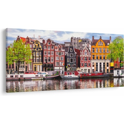 Obraz - Amsterdam, tanečné domy, jednodielne 250x125 cm