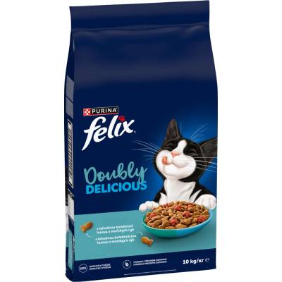 FELIX Doubly Delicious Adult s lososom a morskou rybou suché krmivo pre mačky 10 kg