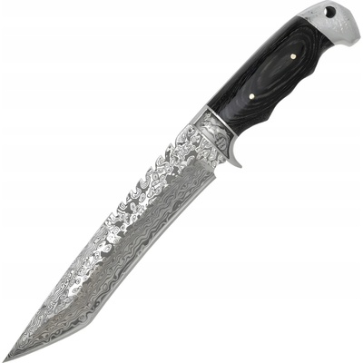 BSH Adventure rybársky damascus stiletto edc damascus rytina