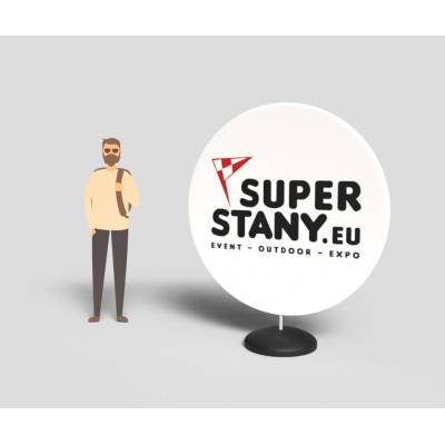 Textilná stena kruhová, obojstranná potlač, skladacia konštrukcia so základňou na vodu, taška - RED LIZA - Komplet ( rám + potlač grafiky )