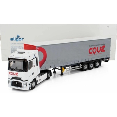 ELIGOR RENAULT T-HIGH TRUCK TELONATO COUE TRANSPORTS 2023 WHITE GREY 1:43