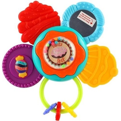 Teddies Chrastítko/Kousátko květina plast s přísavkou 15cm