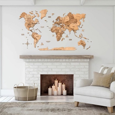 Enjoy the Wood 3D nástěnná dřevěná mapa World Map Light Prime L