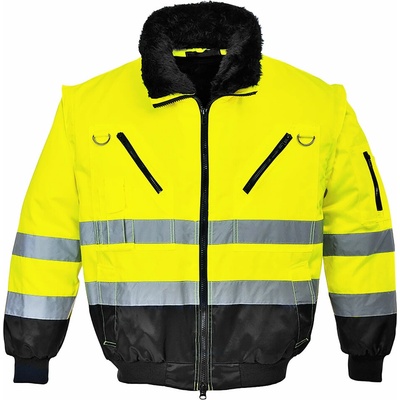 PortWest PJ50 PILOT HI-VIS reflexní bunda žlutá/tmavě modrá 3v1 zimní