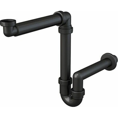 Alca Prostorově úsporný umyvadlový sifon s převlečnou maticí 5/4", černá A434E