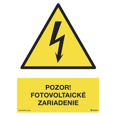 Cedule Pozor fotovoltaické zariadenie, 210x297 mm, plast