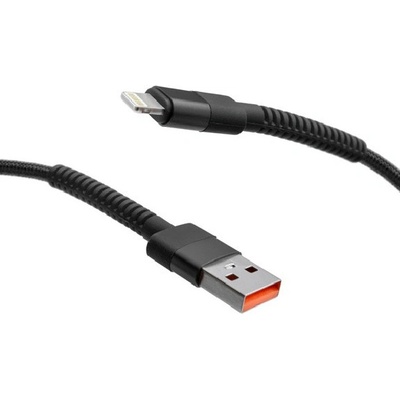 MobilNET KAB-0236-USB-LIGHT Dátový a nabíjací pletený USBLightning, 3A, 1m, černý