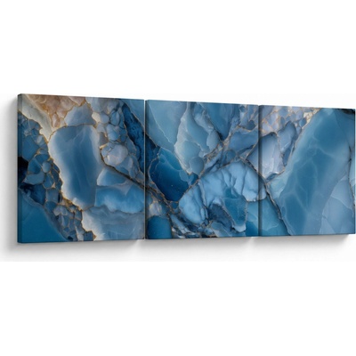 Obraz - Modrý členitý mramor, trojdielne 90x30 cm