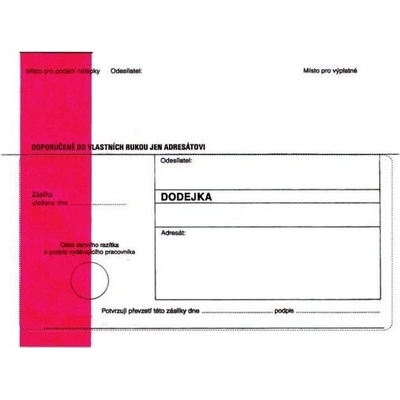 Dodejka B6 125x176 samopr., oblá klopa, červ. pruh, 1.000 ks