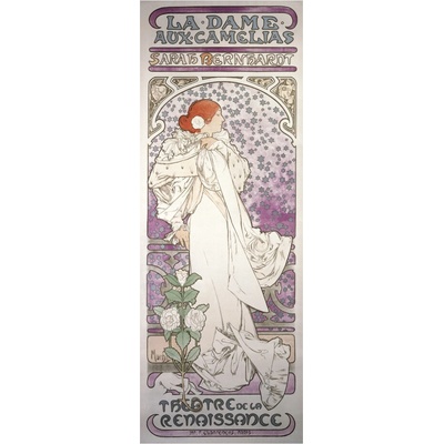 Pohlednice Alfons Mucha-La Dame aux Camélies -pohled dlouhý A-9697