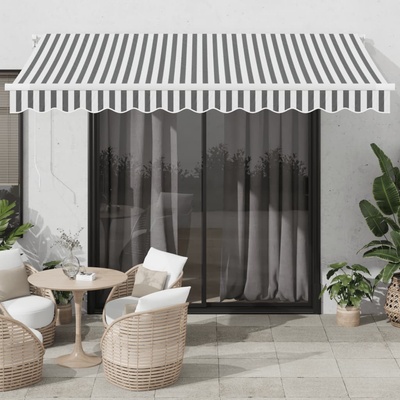 vidaXL Ručně zatahovací markýza s LED antracitová a bílá 350 x 250 cm