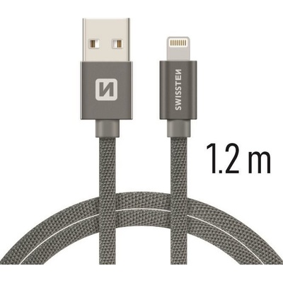 Swissten 71523202 Datový Textile Usb / Lightning, 1,2m, šedý