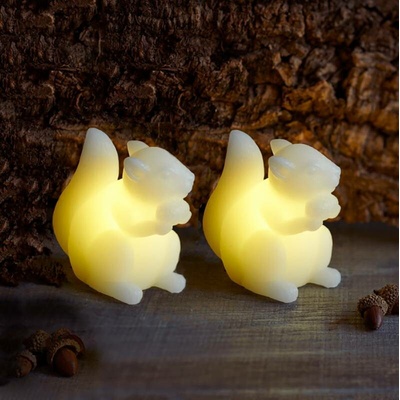 SIRIUS LED svíčka veverka bílá sada 2 kusy 9 cm