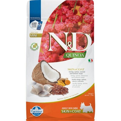 N&D Quinoa Dog Adult Mini Grain Free Skin & Coat Herring & Coconut 0,8 kg