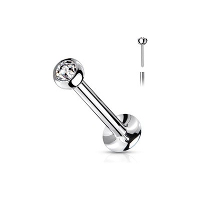 Šperky4U Labreta PUSH IN s čirým zirkonem tyčka LB0018-12063