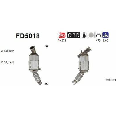 Filter sadzí pevných častíc výfukového systému AS FD5018