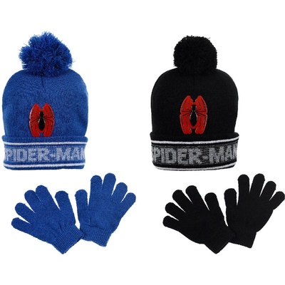Sun city Dětská zimní sada Spider-Man čepice s 3D logem a rukavice MODRÁ