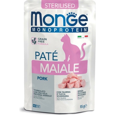 MONGE Monoprotein Sterilised bravčová paštéta pre sterilizované mačky 85 g