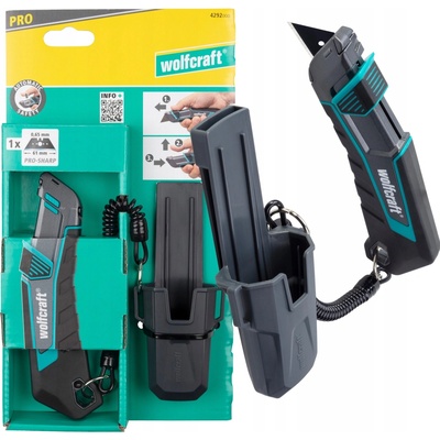 Nůž trapézový s lankem a pouzdrem s trapézovou čepelí PRO SAFETY wolfcraft