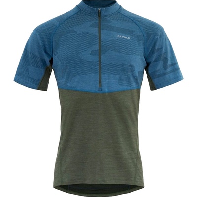 Devold STANDAL Merino TEE ZIP NECK modrá khaki čierna