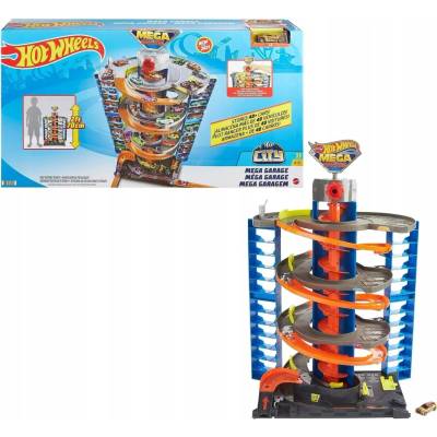 Hot Wheels City Závodní Mega Garáž s Točitou Dráhou + autíčko 1:64