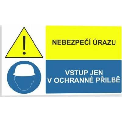 Traiva s.r.o Nebezpečí úrazu Vstup jen v ochranné přilbě Verze: Samolepka 95 x 57 mm tl. 0.1 mm - Kód: 03905