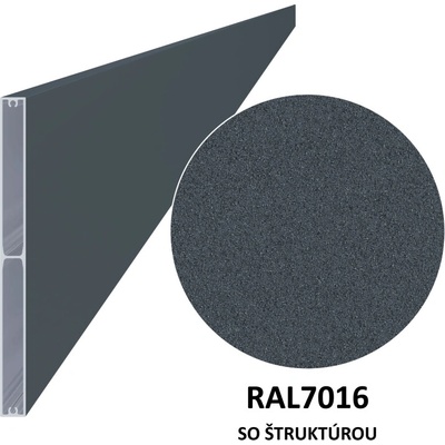 Hliníková plotová lamela 200x16 mm, tvar obdélník, model B, antracit (RAL7016) se strukturou 3 m +/-5mm (AL-PV11-AS-3)