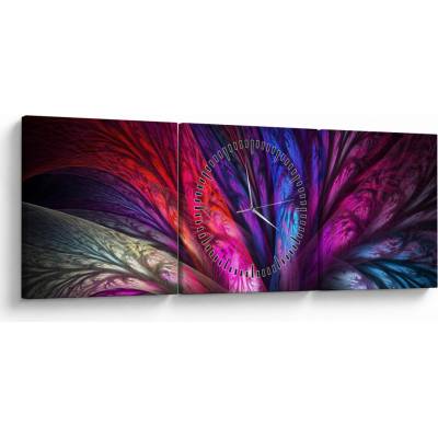 Abstraktný obraz stromu (s hodinami), trojdielne 90x30 cm s hodinami