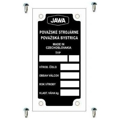 Výrobní štítek s nýty ,,JAWA, BABETTA 228, 206, 207 *MOTOMAX