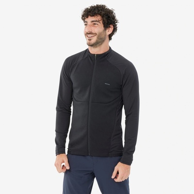 Quechua pánska turistická fleecová mikina mh500 Light čierna