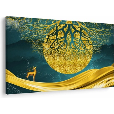 Obraz - Abstrakcia, Zlatá krajina, jednodielne 150x100 cm