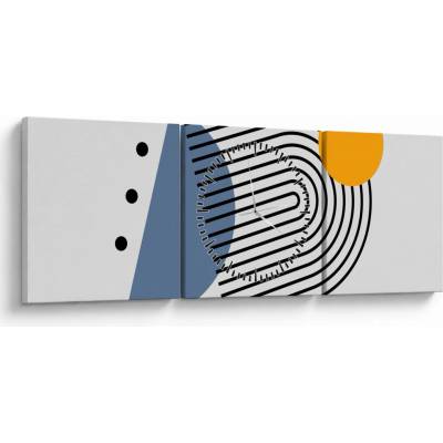 Obraz - Minimalistická abstrakcia N⁰2 (s hodinami), trojdielne 90x30 cm s hodinami