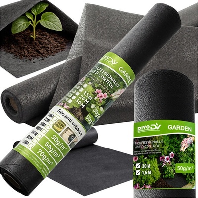 DIVODV Hustá agrovlákna 50 g, 1,5 m × 30 m protiburinová mulčovací rolka černá