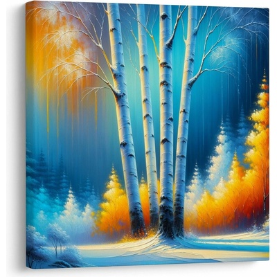 Obraz lesní klid pod sněhem - 70x70