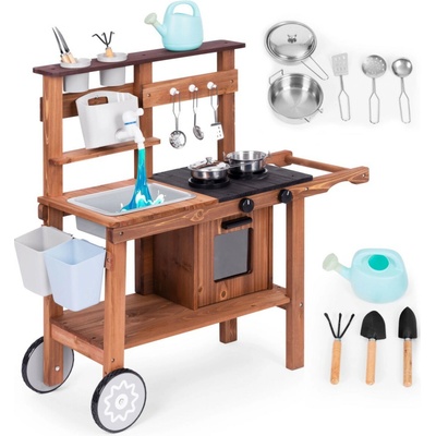 ECOTOYS Dětská venkovní kuchyňka z jedlového dřeva