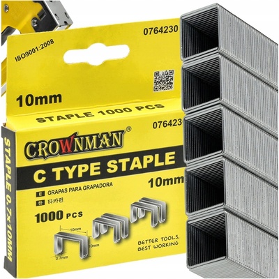 CROWNMAN Spinky do zošívačky Typ C 10mm 1000 ks Pevné oceľové