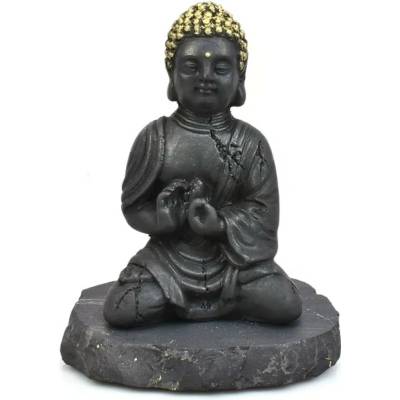 Milujeme Kameny Šungit - Buddha - soška Feng shui - zlatá