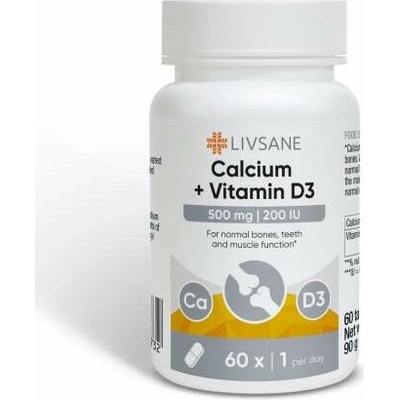 LIVSANE Calcium + Vitamin D3 500 mg 200 IU 60 tabliet