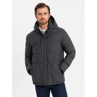 Ombre Clothing Pánska zimná bunda Jagne čierna