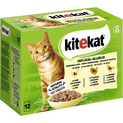 Kitekat Drůbeží hody s kuřecím masem krůtím drůbeží v želé 12 x 85 g – Hledejceny.cz