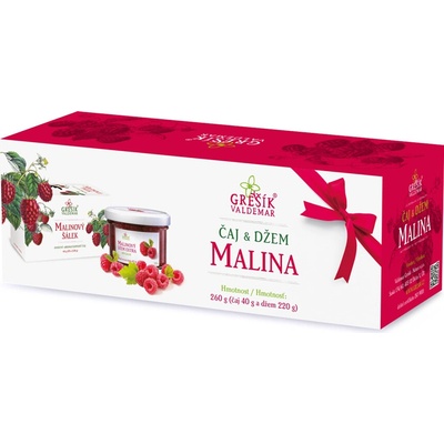 Grešík Dárková kazeta Čaj and Džem Malina 220 g