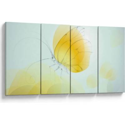 Obraz - Žlutý motýl, Čtyřdílný 160x80 cm