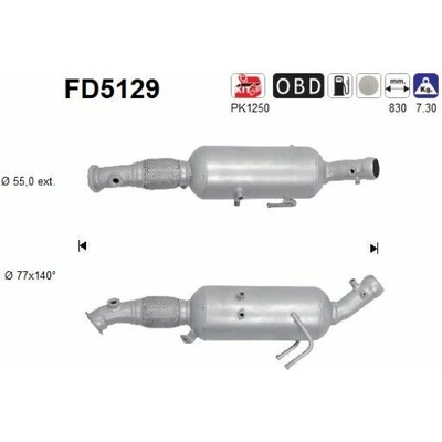 Filter sadzí pevných častíc výfukového systému AS FD5129